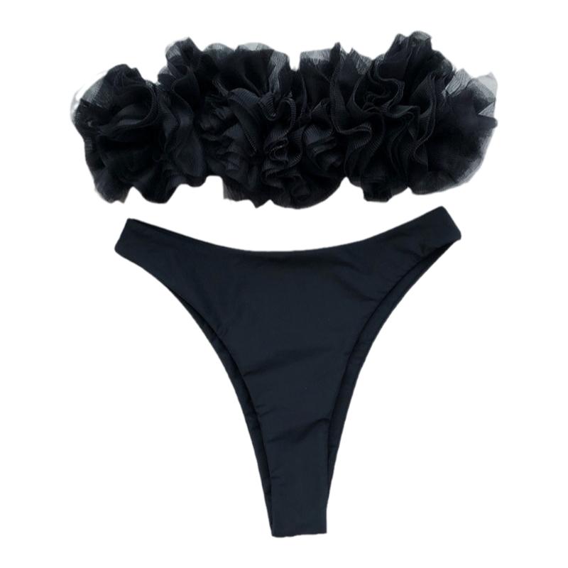 2020欧美新款裹胸比基尼泳衣爆款网纱女士沙滩性感bikini