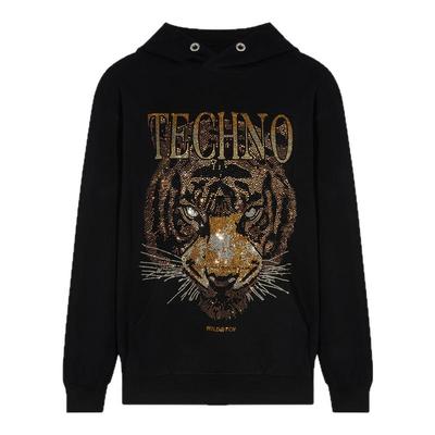 TCH私服老虎烫钻时尚街头潮牌休闲连帽卫衣男女同款T75C12B1002