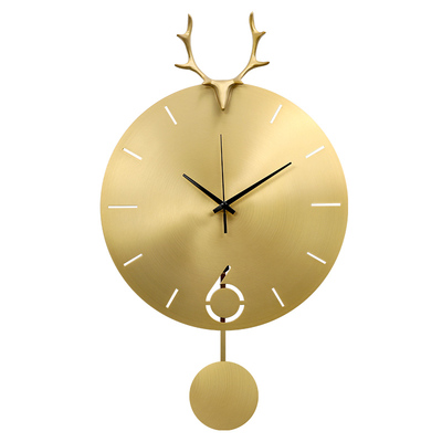 北欧客厅全铜高档装饰免打孔挂钟