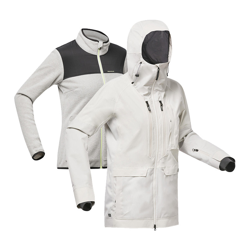 迪卡侬滑雪衣女滑雪服女RECCO雪服三合一防水保暖滑雪夹克WWW3