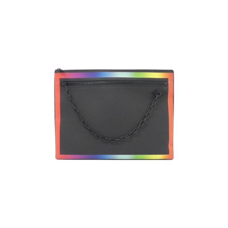 中古LV路易威登女包A级95新Taiga Rainbow 手拿包高级RECLO正品