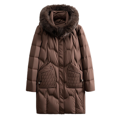 雅鹿女士防寒中长款羽绒服