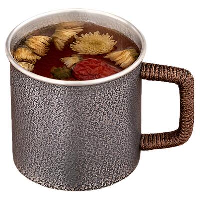 银器时代手工荒地纹银水杯