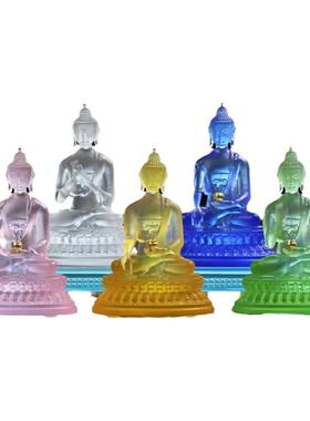 琉璃贴金五方佛三宝佛摆件大日如来阿弥陀佛不动如来佛像供奉礼佛