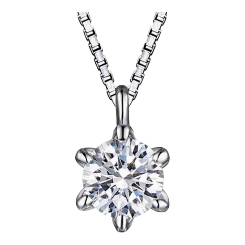 六爪单钻60分1.5克拉项链925银