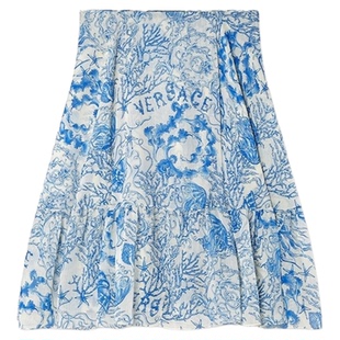 【季末优惠】VERSACE/范思哲 Underwater Barocco绉纱迷笛半身裙