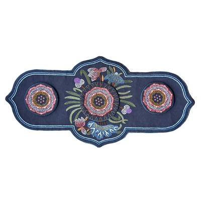 七彩莲座手工diy布艺棉麻绣花