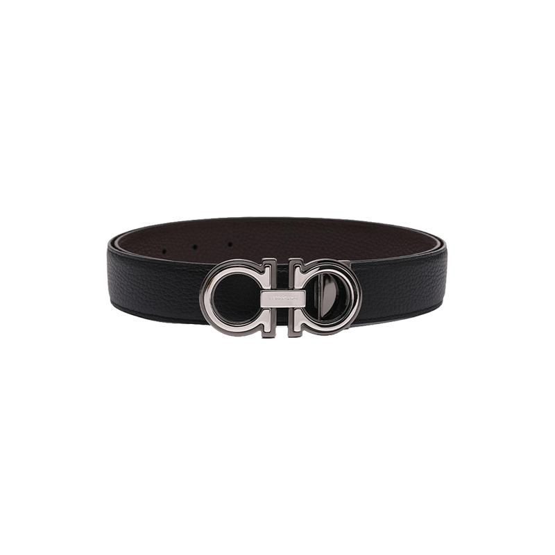 【自营】Ferragamo/菲拉格慕男士Gancini荔纹牛皮革商务腰带皮带