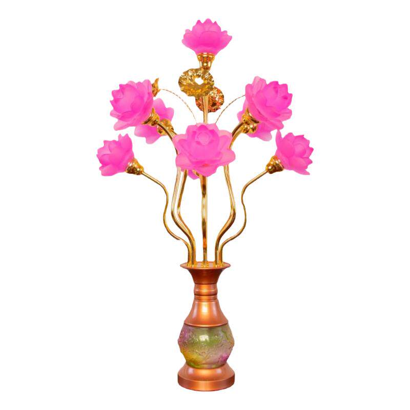 供佛灯led七彩光琉璃莲花灯黄光长明灯寺庙供灯插电佛堂落地大灯