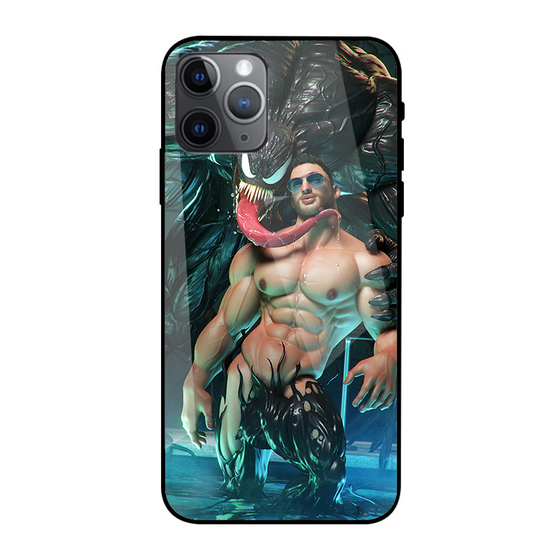 电影毒液肌肉男玻璃手机壳适用于苹果iPhone12PROMAX华为P40三星