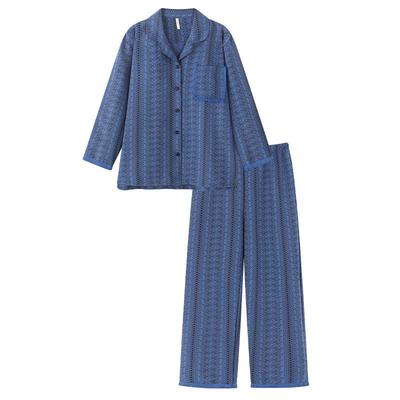 翻领高级感蓝色长袖家居服可外穿