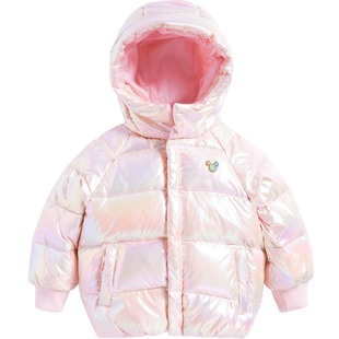 迪士尼女童羽绒服冬季新款洋气儿童加厚保暖免洗短款宝宝外套冬装