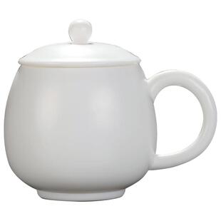 古垚/陈清宜德化白瓷茶杯办公室水杯手工会议杯瓷带盖个人马克杯