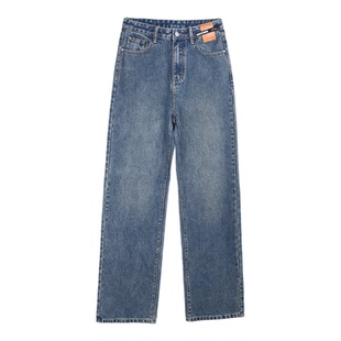 直筒牛仔裤女2026年新款蓝色高腰显瘦小个子春秋款浅色窄版阔腿裤