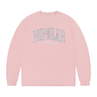 BIPOLAR立体绣断开字长袖T恤美式休闲基础款圆领上衣秋重磅显瘦男