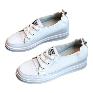 内增高小白鞋女真皮白色套脚头层牛皮透气百搭休闲一脚蹬显瘦女鞋