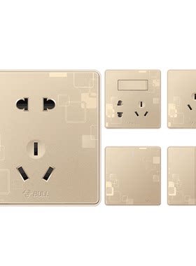 公牛五孔86型暗装开关插座G18金