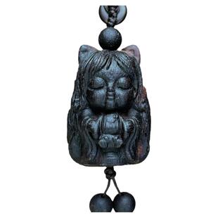 天然降真香雕刻小九尾狐挂件搭配葫芦手工编织香韵天成文玩配饰