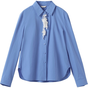 播商场同款宽松长袖白衬衫女秋季新款气质别致衬衣BDS3CD4667