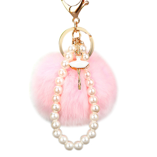 少女心水钻天使汽车钥匙扣女毛绒韩国可爱创意ins 包挂件钥匙链圈