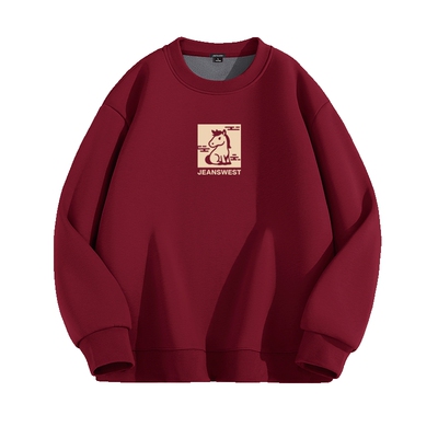 真维斯加绒卫衣男冬季本命年红色