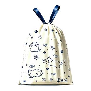 抽绳式垃圾袋家用加厚手提厨房宿舍用学生大号白色塑料袋提拉收口