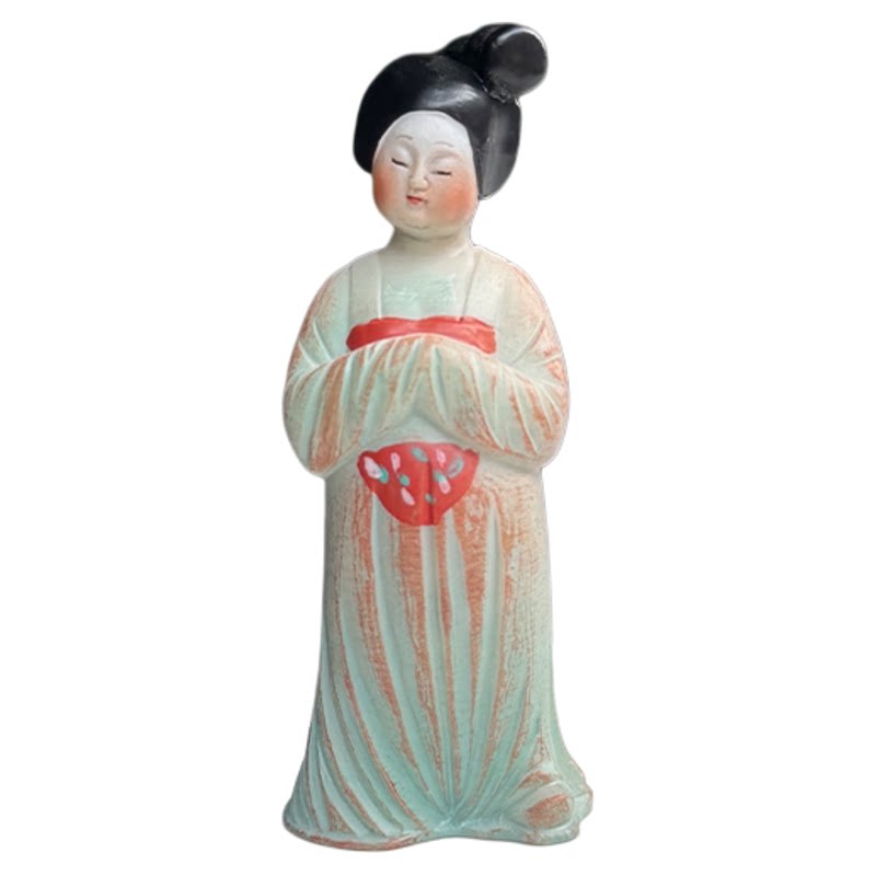 西安博物院粉彩仕女陶俑摆件