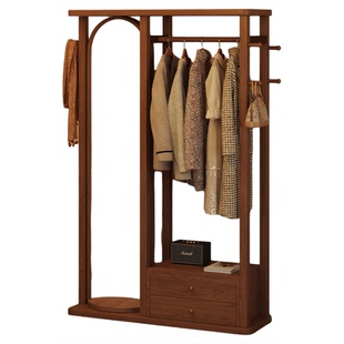 安居客穿衣镜挂衣架实木衣帽架落地室内家用衣柜镜子可旋转一体式