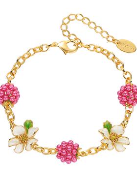 覆盆子树莓花朵珐琅手链女春夏