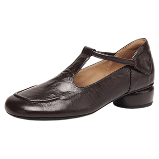 星期六羊皮单鞋女款2025新款秋季棕色玛丽珍女鞋粗跟豆豆鞋小皮鞋