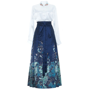 古装新中式成人礼礼服古筝演出服中国风初中生女孩马面裙套装汉服