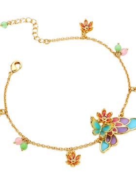 SELENICHAST彩色珐琅蝴蝶手链轻奢小众设计精致女友生日礼物手饰