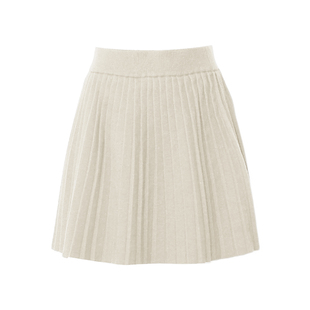 DPLAY秋季新款白色半身裙女短款含羊毛针织裙子百褶裙短裙