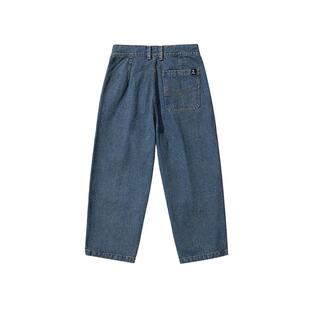 oddCIRKUS牛仔裤 日系复古宽松水洗蓝牛仔裤男女同款美式街头长裤