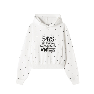 54YS涂鸦字母短款连帽卫衣ins韩系女短款秋冬美式百搭风国潮流行