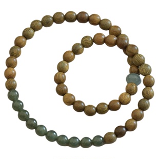 绿檀和田碧玉6m双圈手链木手串冰蓝水翡翠转运文玩安神静心佛珠女