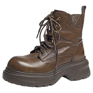 红蜻蜓baby同款卡皮巴拉系列马丁靴2025秋冬新款女鞋中筒厚底靴子