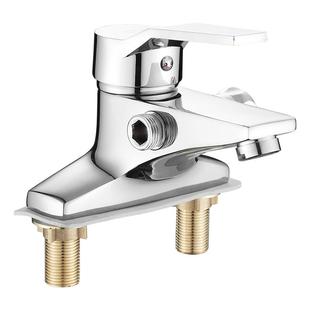 升级旋钮全铜加厚双孔面盆冷热水龙头带淋浴花洒洗脸盆双用洗澡头