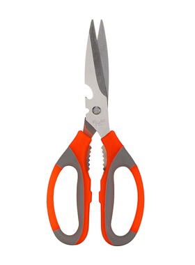 多功能厨房剪刀不锈钢家用剪橙色防滑手柄安全剪切工具