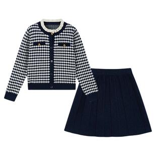 【含绵羊毛】eland kids衣恋童装女童针织套装春秋季小香风短裙