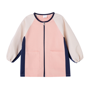 儿童罩衣长袖书法宝宝拉链防脏可外穿男女幼儿园画画美术吃饭罩衫