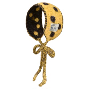 氛围感波点针织耳套女生秋冬保暖护耳甜美系带毛绒耳罩少女耳捂子