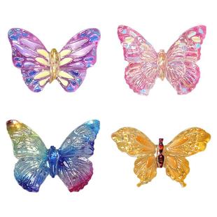 适配Crocs/Cross配件洞洞鞋配饰鞋花鞋扣装饰扣 冰透彩色透明蝴蝶