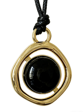 大米饰品】简约复古虎眼石黑色编绳长款项链高级感百搭秋冬毛衣链