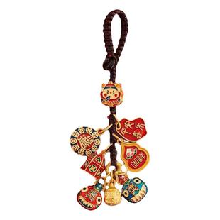 敦煌平安葫芦钥匙扣国潮吞金兽财爷汽车钥匙挂件钥匙链吊坠龙铃铛