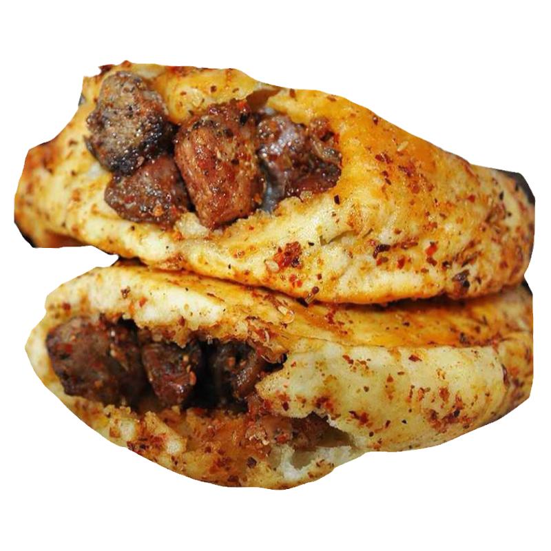 烤饼夹串牛肉串东北烧烤饼夹肉孜然烤饼东北佳木斯特色烧烤肉夹馍