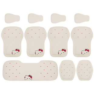 2026新款亚麻汽车坐垫四季通用可爱猫咪透气后排单片主驾驶座椅套