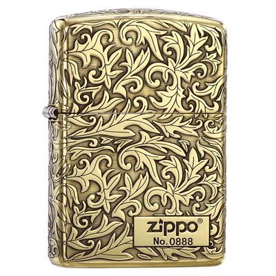 zippo打火机黄铜限量右下标唐草