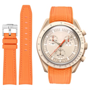 适用欧米茄斯沃琪手表带硅胶编织纹omega moonswatch木星蝴蝶扣20