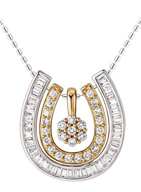 GSTV马蹄铁形18K天然钻石坠子